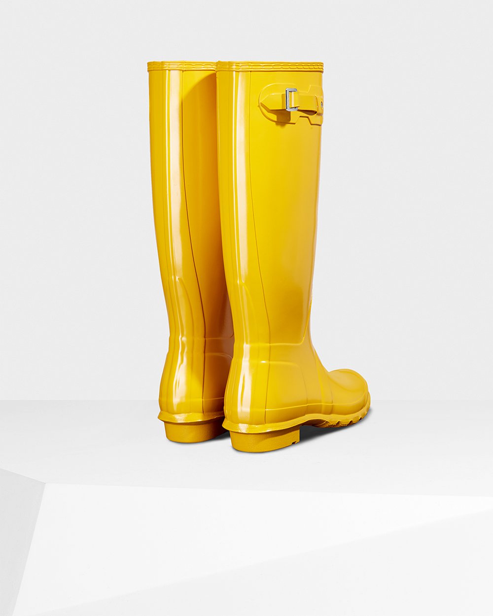 Womens Hunter Original Gloss - Tall Rain Boots Yellow - 6408-WRUSG